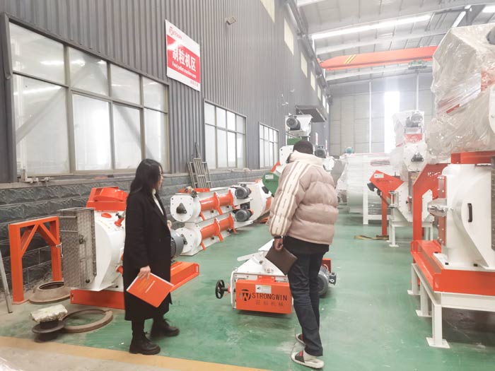 Tanzanian customers visited the factory for poultry feed production machines