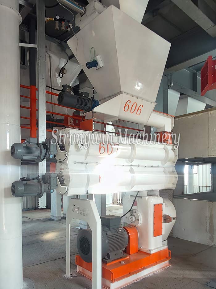 The installation of 20 tons per hour feed powder production line and SZLH350 pellet production line has been completed.